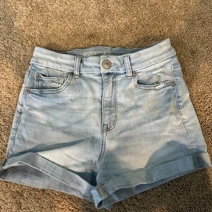 American Eagle Outfitters Blue Jean Shorts High-Waisted Cuffed